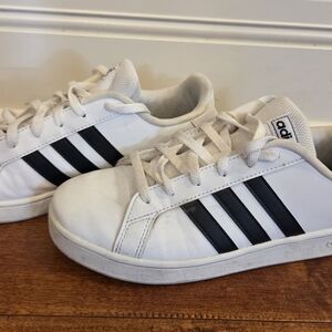 Kids White Sneakers with Black Stripes - adidas